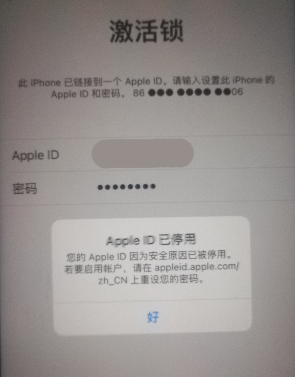 隆化苹果手机维修分享iPhone 12 出现提示“Apple ID 已停用”怎么办 