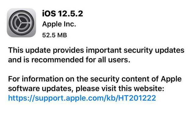 隆化苹果手机维修分享iOS12.5.2发布，建议所有老苹果用户安装 